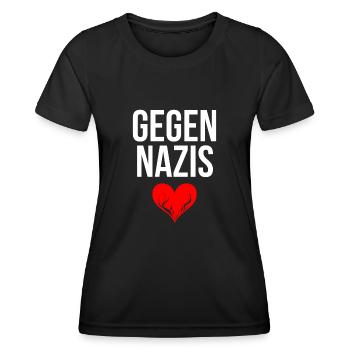 Gegen Nazis - Frauen Funktions-T-Shirt - Schwarz - Vorne - AI Model Female 172 light (172cm)