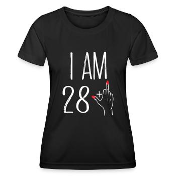 ICH BIN 28 + 1 Geschenk Frau 28 Jahre Jubiläum - Frauen Funktions-T-Shirt - Schwarz - Vorne - AI Model Female 172 light (172cm)