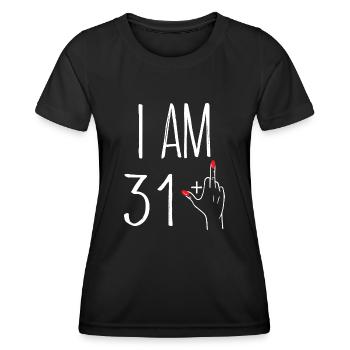 I AM 31 + 1 cadeau femme 31 ans anniversaire - T-shirt sport Femme - noir - Devant - AI Model Female 172 light (172cm)