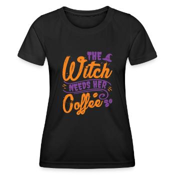 Halloween - The Witch Needs Your Coffee - Women's Functional T-Shirt - black - Front - AI Model Female 172 light (172cm)
