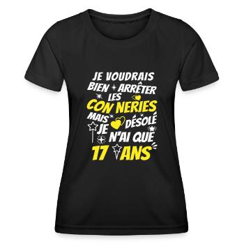 j'ai 17 ans / t-shirt anniversaire 17 ans - T-shirt sport Femme - noir - Devant - AI Model Female 172 light (172cm)
