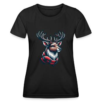 Renne de Noël - T-shirt sport Femme - noir - Devant - AI Model Female 172 light (172cm)