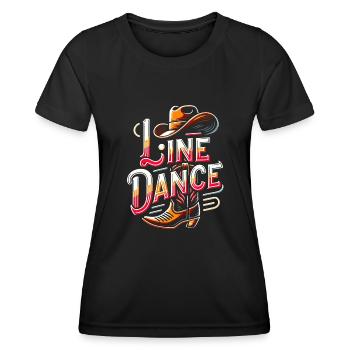 Colorful line dance design with cowboy hat - Women's Functional T-Shirt - black - Front - AI Model Female 172 light (172cm)