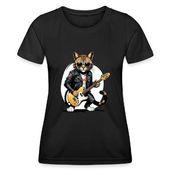 Cat Rocker Cat HardRock Gift - T-shirt sport Femme - noir - Devant - AI Model Female 172 light (172cm)