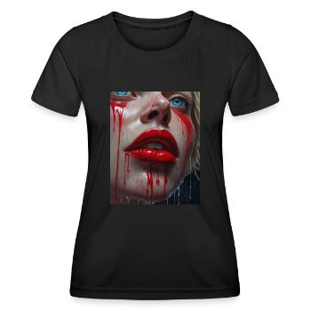 Woman's red lips - Women's Functional T-Shirt - black - Front - AI Model Female 172 light (172cm)