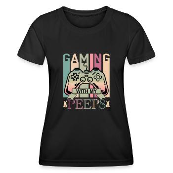 Gaming mit My Peeps Gamer Shirt - Frauen Funktions-T-Shirt - Schwarz - Vorne - AI Model Female 172 light (172cm)