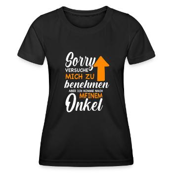 Ich versuche mich zu benehmen - Onkel - Frauen Funktions-T-Shirt - Schwarz - Vorne - AI Model Female 172 light (172cm)