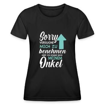 Ich versuche mich zu benehmen - Onkel - Frauen Funktions-T-Shirt - Schwarz - Vorne - AI Model Female 172 light (172cm)