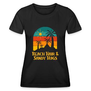 Beach Hair and Sandy Hugs Ocean Beach Lover Sea - Women's Functional T-Shirt - black - Front - AI Model Female 172 light (172cm)