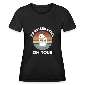 Shopping Shoppen Hamsterkäufer Humor Spruch Design - Frauen Funktions-T-Shirt - Schwarz - Vorne - AI Model Female 172 light (172cm)