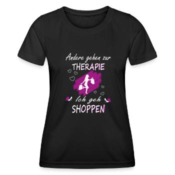 Shopping Shoppen Therapie Einkauf Design - Frauen Funktions-T-Shirt - Schwarz - Vorne - AI Model Female 172 light (172cm)