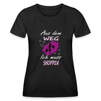 Ich muss Shoppen- Shopping Spruch Design - Frauen Funktions-T-Shirt - Schwarz - Vorne - AI Model Female 172 light (172cm)