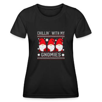 Chilling With My Gnomies, Geschenkidee für Weihnac - Frauen Funktions-T-Shirt - Schwarz - Vorne - AI Model Female 172 light (172cm)