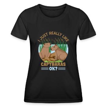 Wasserschwein Capybara Lover Capybara Fan - T-shirt sport Femme - noir - Devant - AI Model Female 172 light (172cm)