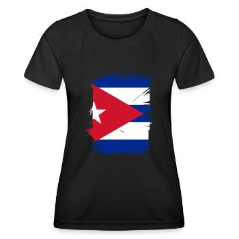 Kuba Flagge Karibik Urlaub Cuba Reise Havanna - Frauen Funktions-T-Shirt - Schwarz - Vorne - AI Model Female 172 light (172cm)