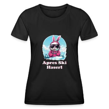Apres Ski Haserl Party skifahrerin Trinken - Frauen Funktions-T-Shirt - Schwarz - Vorne - AI Model Female 172 light (172cm)