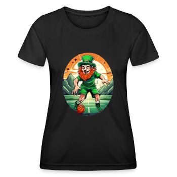 St. Patrick's Day Kleeblatt Basketball - Frauen Funktions-T-Shirt - Schwarz - Vorne - AI Model Female 172 light (172cm)