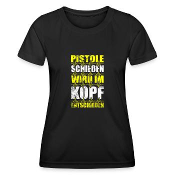 Pistole Schießen Sportpistole Sportschiessen - Frauen Funktions-T-Shirt - Schwarz - Vorne - AI Model Female 172 light (172cm)