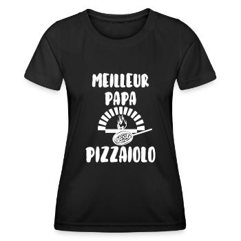 Meilleur papa pizzaiolo - T-shirt sport Femme - noir - Devant - AI Model Female 172 light (172cm)