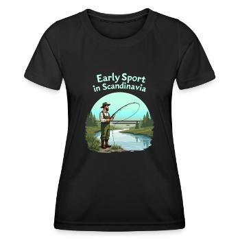 Pêche en Scandinavie - T-shirt sport Femme - noir - Devant - AI Model Female 172 light (172cm)