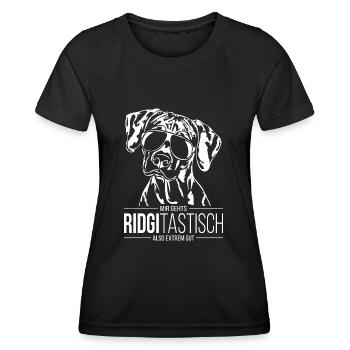 RIDGITASTISCH Rhodesian Ridgeback Spruch Wilsigns - Frauen Funktions-T-Shirt - Schwarz - Vorne - AI Model Female 172 light (172cm)