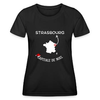 Strasbourg capitale de Noel - T-shirt sport Femme - noir - Devant - AI Model Female 172 light (172cm)