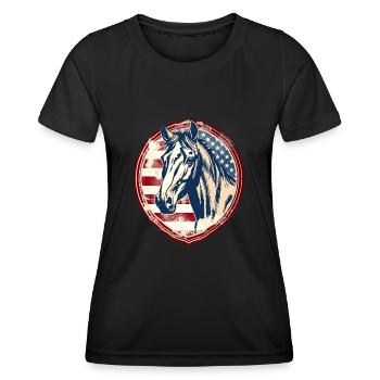 Amerikanisches Vintage Pferd - Frauen Funktions-T-Shirt - Schwarz - Vorne - AI Model Female 172 light (172cm)
