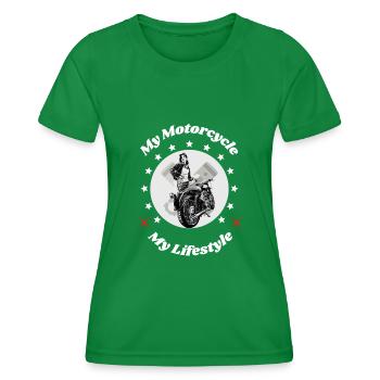 Biker look. - Women's Functional T-Shirt - kelly green - Front - AI Model Female 172 dark (172cm)