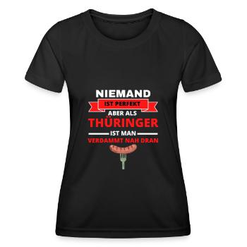 Thüringen Thüringer Bratwurst Bundesland humorvoll - Frauen Funktions-T-Shirt - Schwarz - Vorne - AI Model Female 172 light (172cm)
