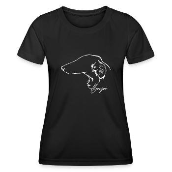 BORZOI Profil Hunde Hund Wilsigns - Frauen Funktions-T-Shirt - Schwarz - Vorne - AI Model Female 172 light (172cm)