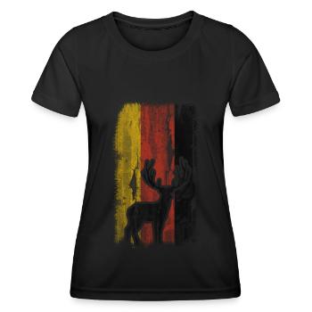 German Flag 2 and Hunting - - Women's Functional T-Shirt - black - Front - AI Model Female 172 light (172cm)
