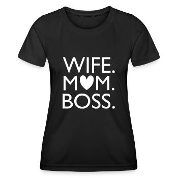wife mom - Women's Functional T-Shirt - black - Front - AI Model Female 172 light (172cm)