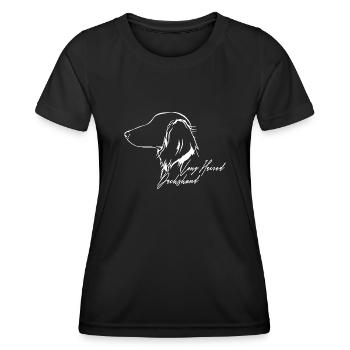LONG HAIRED DACHSHUND Profile Dogs Dog Wilsigns - Women's Functional T-Shirt - black - Front - AI Model Female 172 light (172cm)