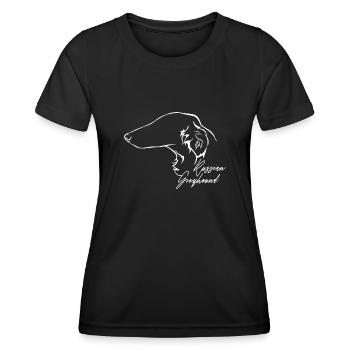 RUSSIAN GREYHOUND Profil Hunde Hund Wilsigns - Frauen Funktions-T-Shirt - Schwarz - Vorne - AI Model Female 172 light (172cm)