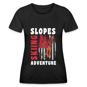 Winter sports Winter holiday Pistensau Skier - Women's Functional T-Shirt - black - Front - AI Model Female 172 light (172cm)