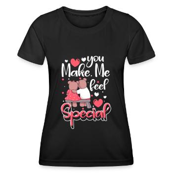 Romantic Couple Romance Affection - Women's Functional T-Shirt - black - Front - AI Model Female 172 light (172cm)