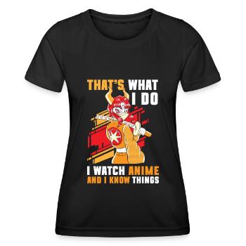Anime Japan Kunst Nerd - Frauen Funktions-T-Shirt - Schwarz - Vorne - AI Model Female 172 light (172cm)