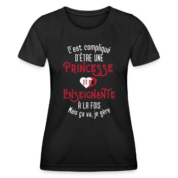C'est compliqué d'être Une Princesse Enseignante - T-shirt sport Femme - noir - Devant - AI Model Female 172 light (172cm)