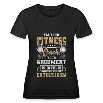 Pompes d’entraînement de fitness - T-shirt sport Femme - noir - Devant - AI Model Female 172 light (172cm)