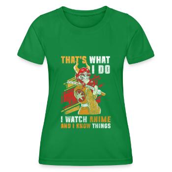 Anime Senpai Art - Women's Functional T-Shirt - kelly green - Front - AI Model Female 172 dark (172cm)