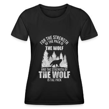 Wölfe Rudel Stärke Natur - Frauen Funktions-T-Shirt - Schwarz - Vorne - AI Model Female 172 light (172cm)