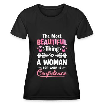 Frau Feminin Emanzipation Feier - Frauen Funktions-T-Shirt - Schwarz - Vorne - AI Model Female 172 light (172cm)