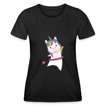 Unicorn the hullern smart hoop sport unicorns - Women's Functional T-Shirt - black - Front - AI Model Female 172 light (172cm)