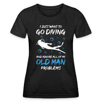 La plongée sous-marine ignore les problèmes du vieil homme - T-shirt sport Femme - noir - Devant - AI Model Female 172 light (172cm)