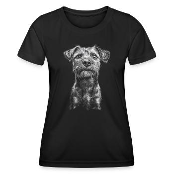 Border Terrier Portrait Chien Chien - T-shirt sport Femme - noir - Devant - AI Model Female 172 light (172cm)
