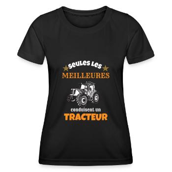 Seul les meilleures conduisent tracteur cadeau - T-shirt sport Femme - noir - Devant - AI Model Female 172 light (172cm)