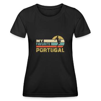 Portugal Soccer Football 2022 WM - Women's Functional T-Shirt - black - Front - AI Model Female 172 light (172cm)
