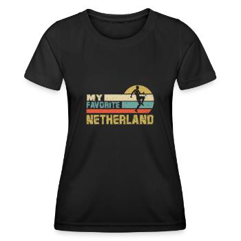 Netherlands Soccer Football 2022 WM World Cup - T-shirt sport Femme - noir - Devant - AI Model Female 172 light (172cm)
