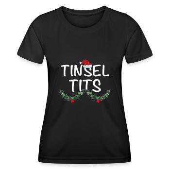 Jingle Balls et Tinsel Tits Funny Matching Christ - T-shirt sport Femme - noir - Devant - AI Model Female 172 light (172cm)