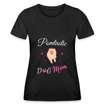 Poméranie Spitz Zwergspitz Chiens Mama Pom Chien - T-shirt sport Femme - noir - Devant - AI Model Female 172 light (172cm)